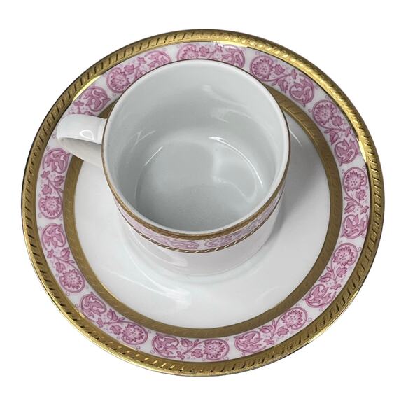 Tirschenreuth Bavaria TEA CUP & SAUCER SET German Porcelain Demitasse Pink Gold - Picture 6 of 8